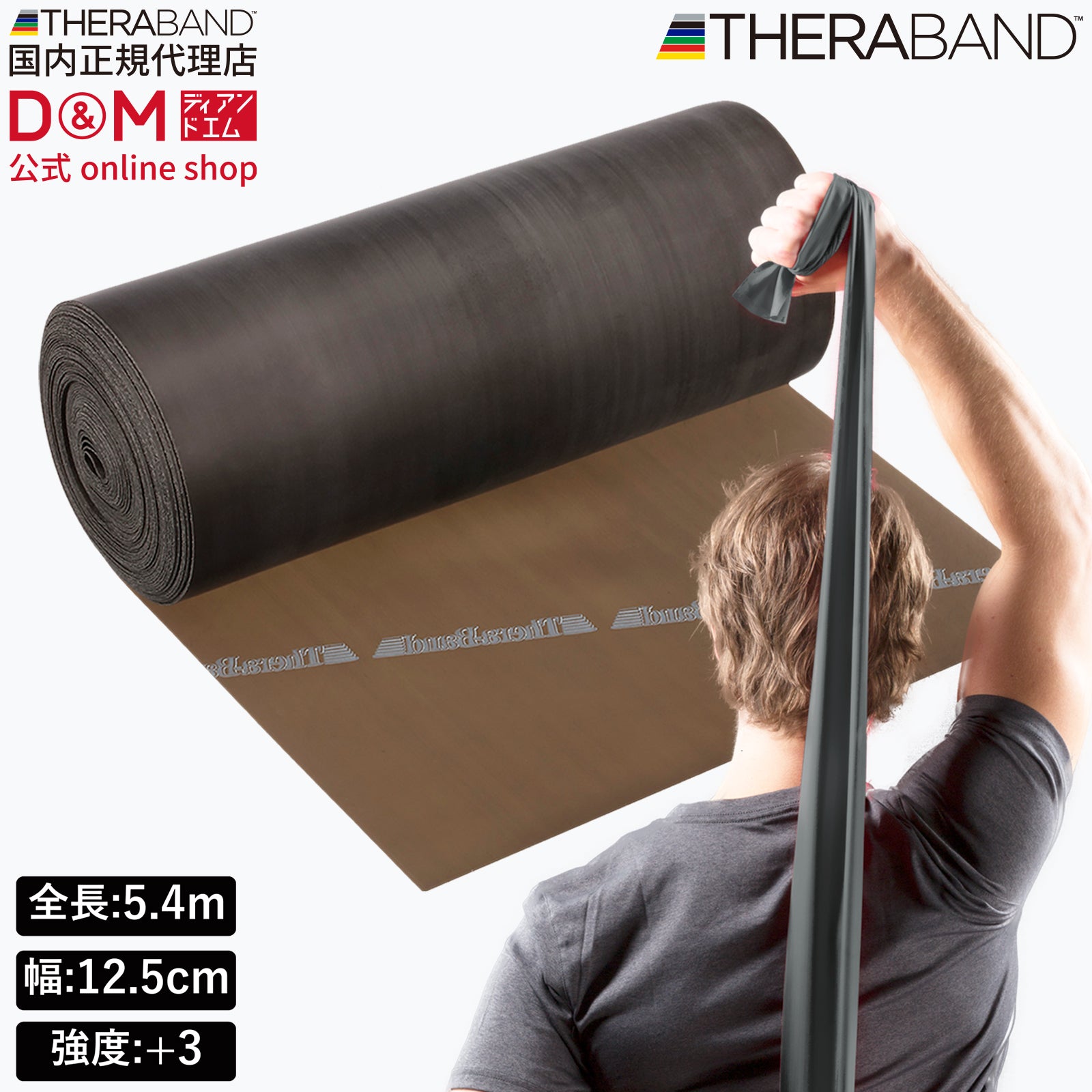 THERABAND セラバンド 長さ5.4m/6ヤード 強度レベル+3 ブラック #TB-5