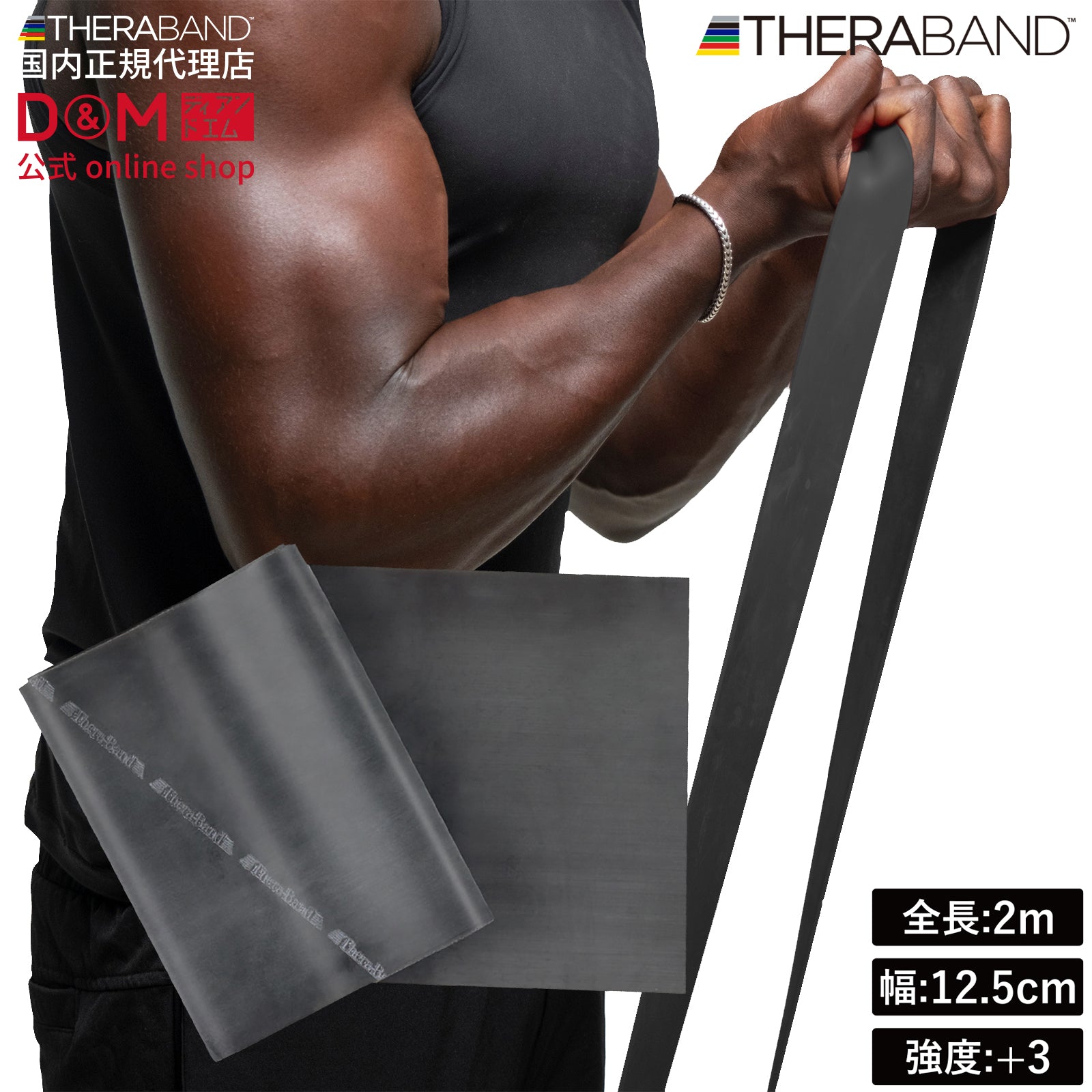 THERABAND セラバンド ブリスターパック 長さ2m 強度レベル+3 ブラック #TBB-5